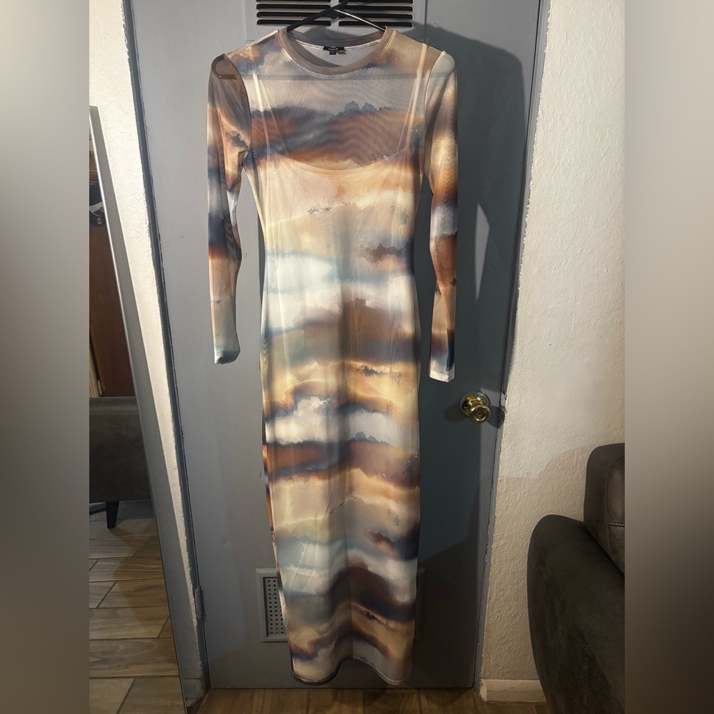 Express Multicolor Long Sleeve Maxi Dress
